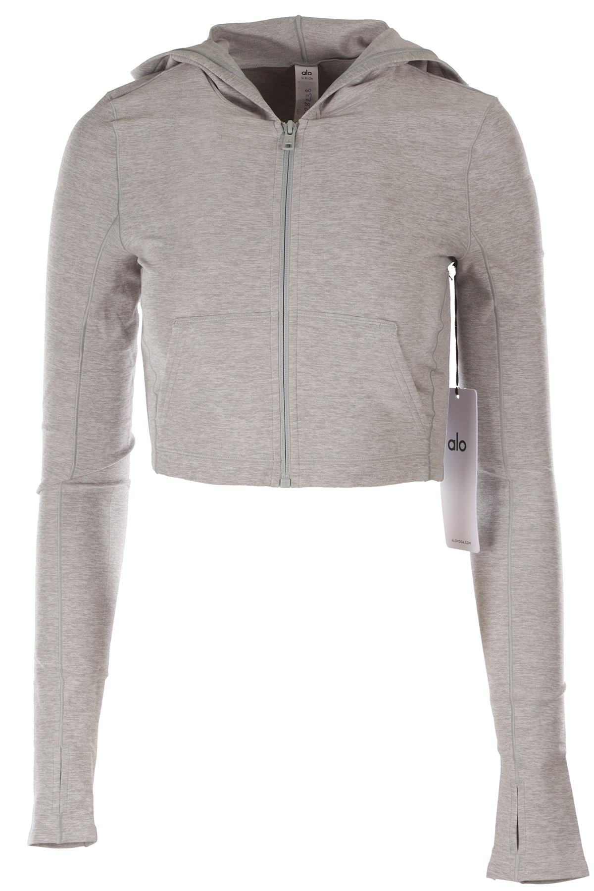 ALO GREY SPANDEX HOODIE SMALL