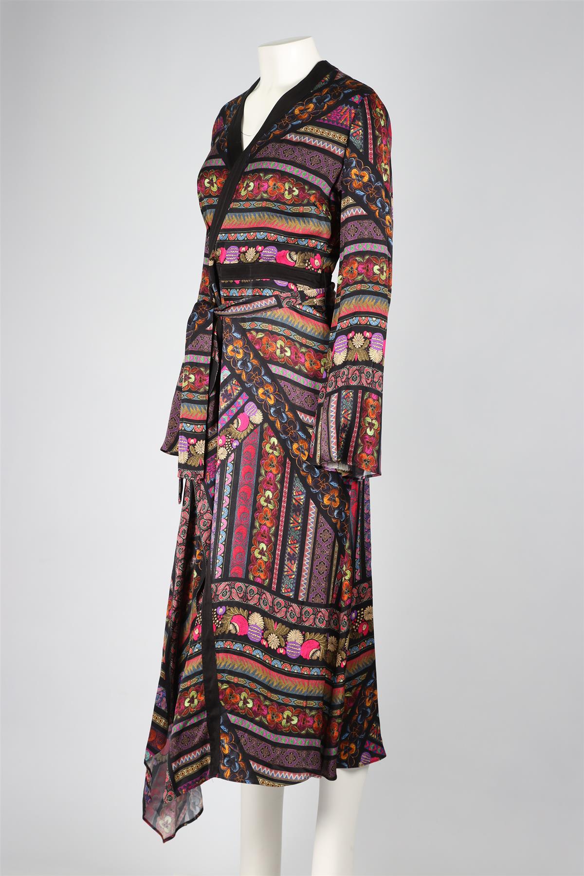 ETRO MULTICOLOURED SATIN MAXI DRESS IT 44 UK 12