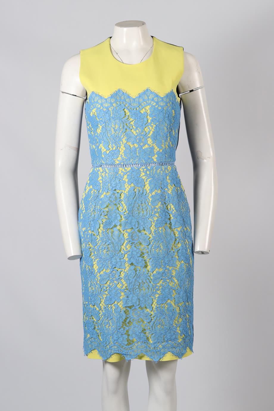PREEN BY THORNTON BREGAZZI LACE AND SILK BLEND MIDI DRESS MEDIUM