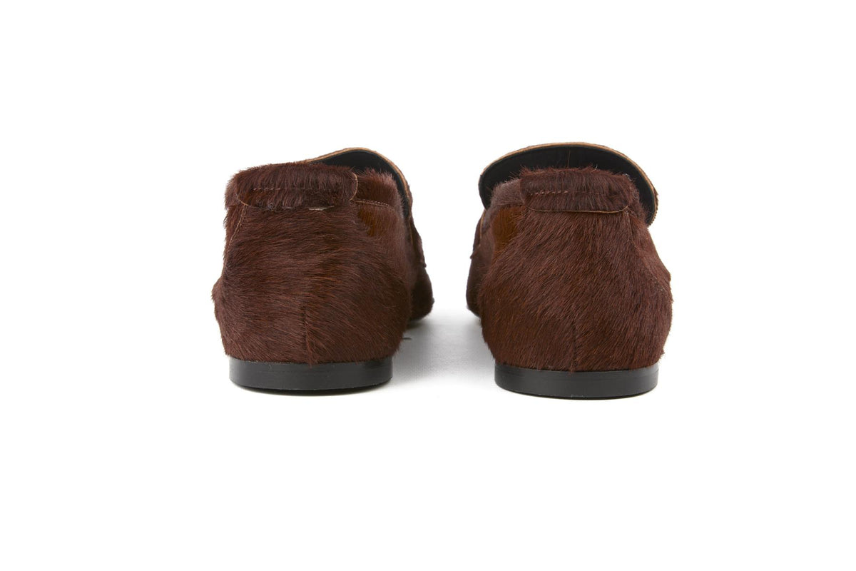 JAMIE HALLER BROWN CALF HAIR LOAFERS EU 38 UK 5 US 8