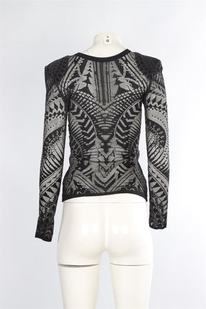 BALMAIN BLACK KNIT TOP UK 6