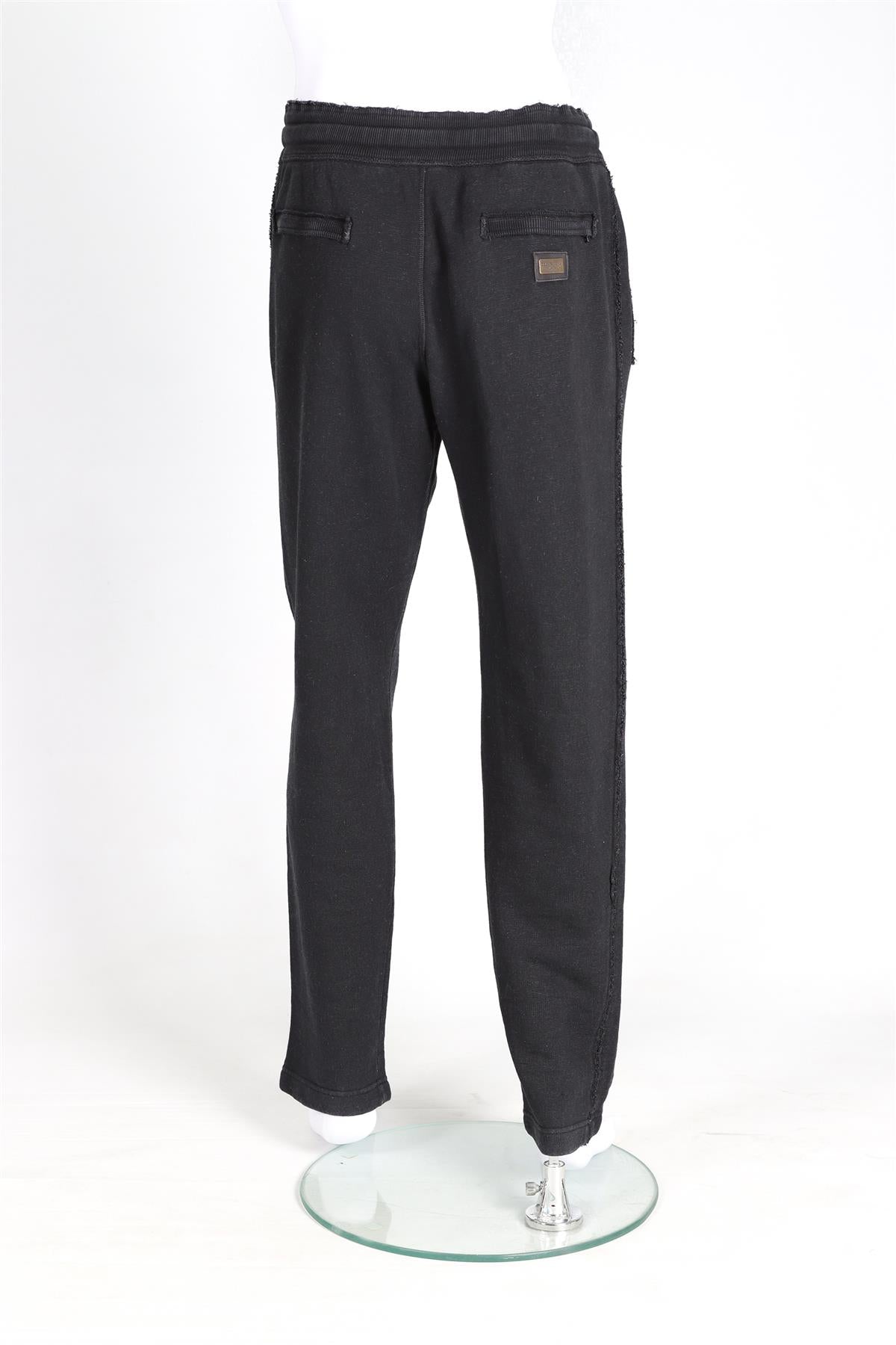 DOLCE & GABANNA BLACK MEN'S COTTON TRACK PANTS LARGE