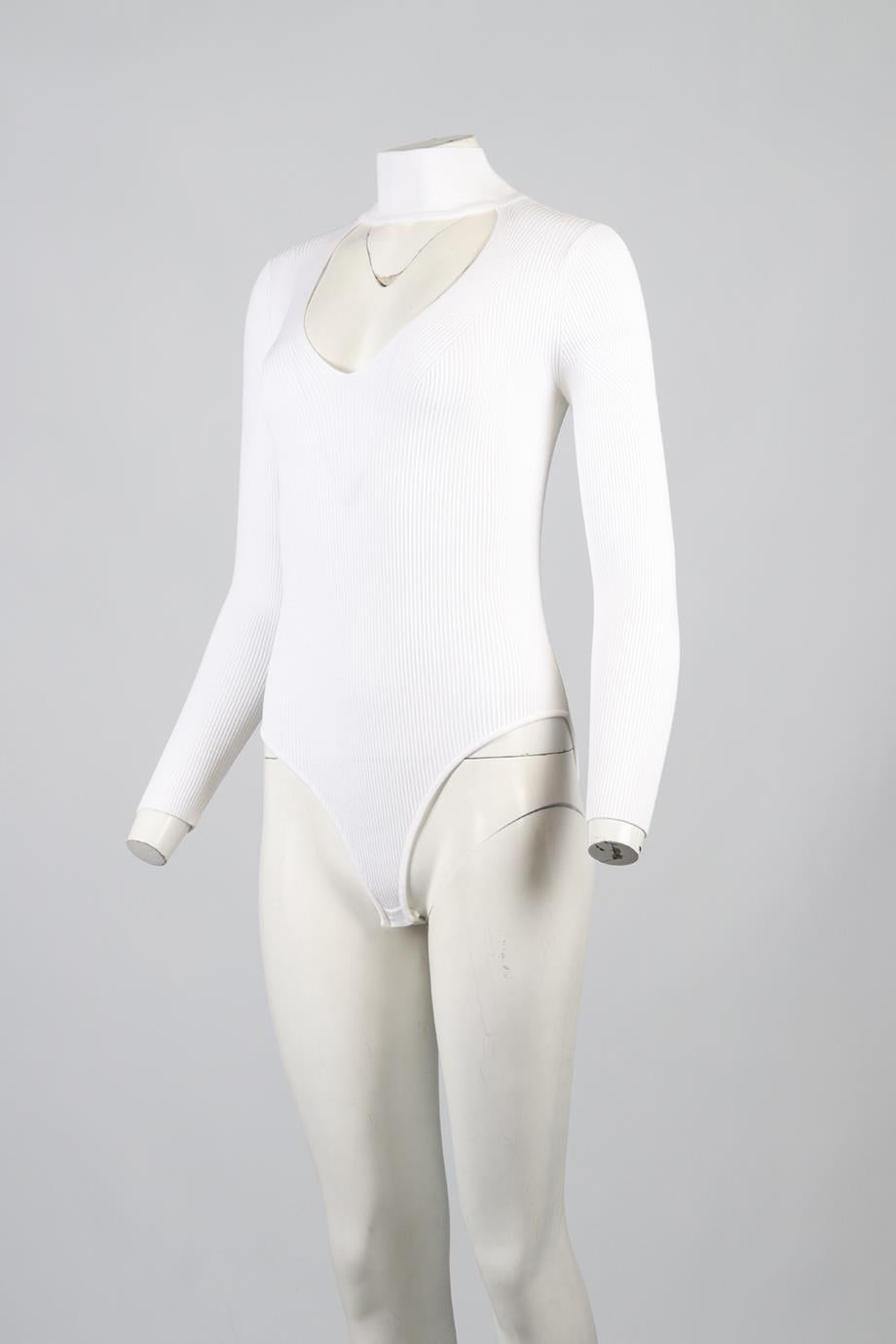 CUSHNIE ET OCHS RIBBED KNIT BODYSUIT MEDIUM