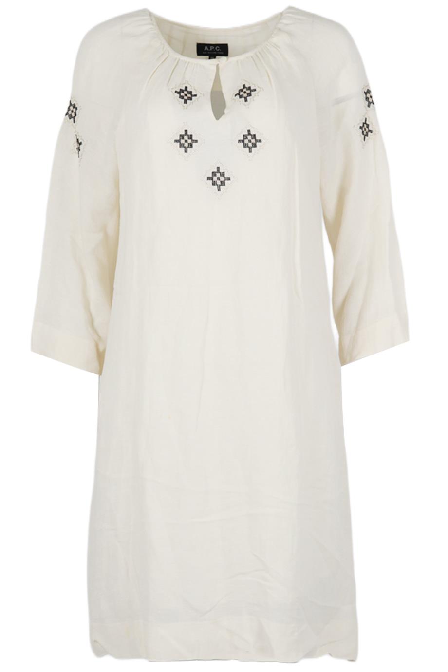 A.P.C. EMBROIDERED LINEN BLEND MINI DRESS XSMALL