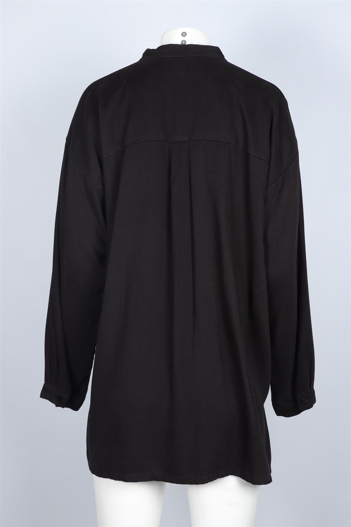 EILEEN FISHER BLACK WOVEN SHIRT MEDIUM