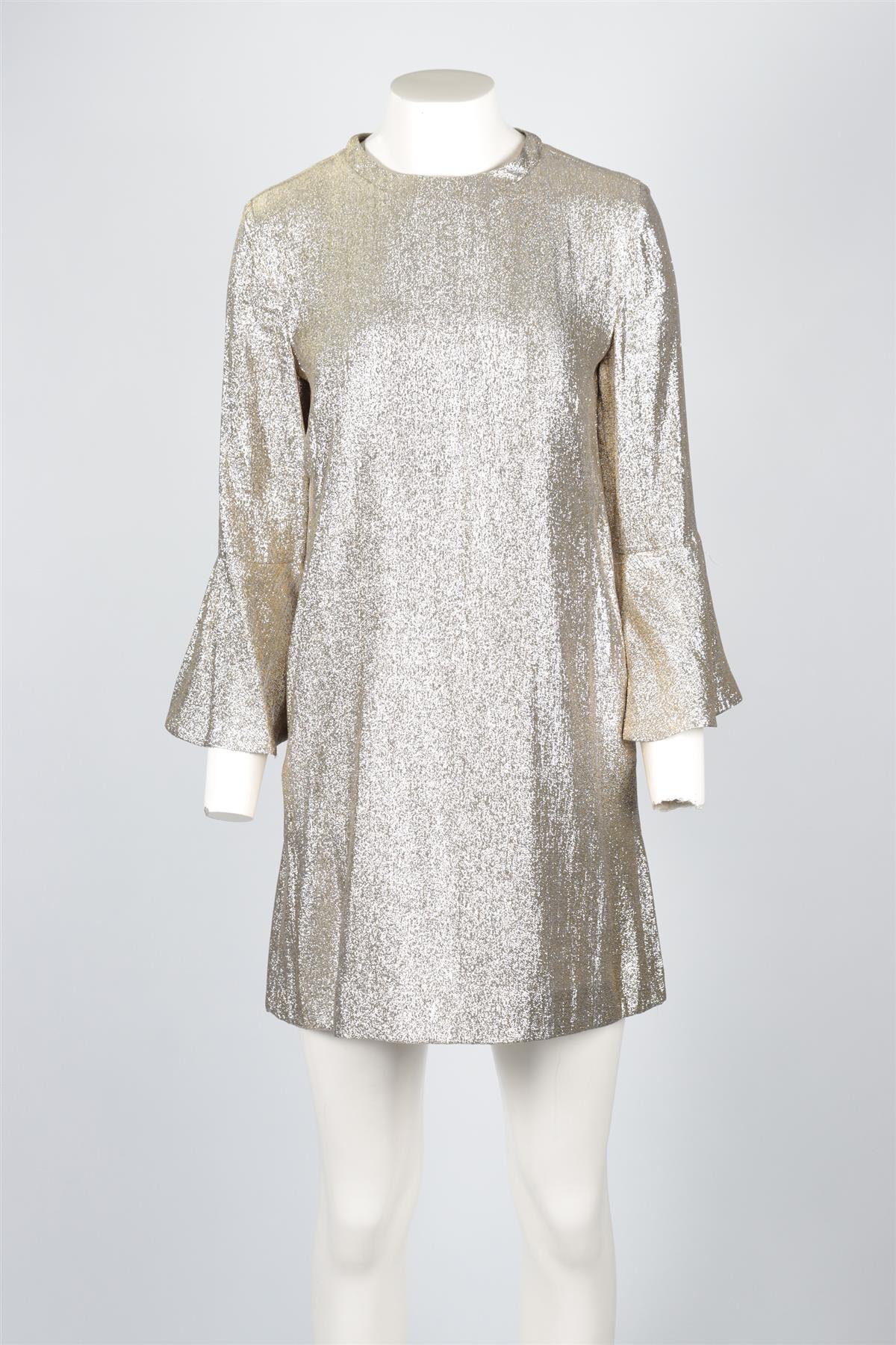 STELLA MCCARTNEY GOLD LAME MINI DRESS IT 42 UK 10