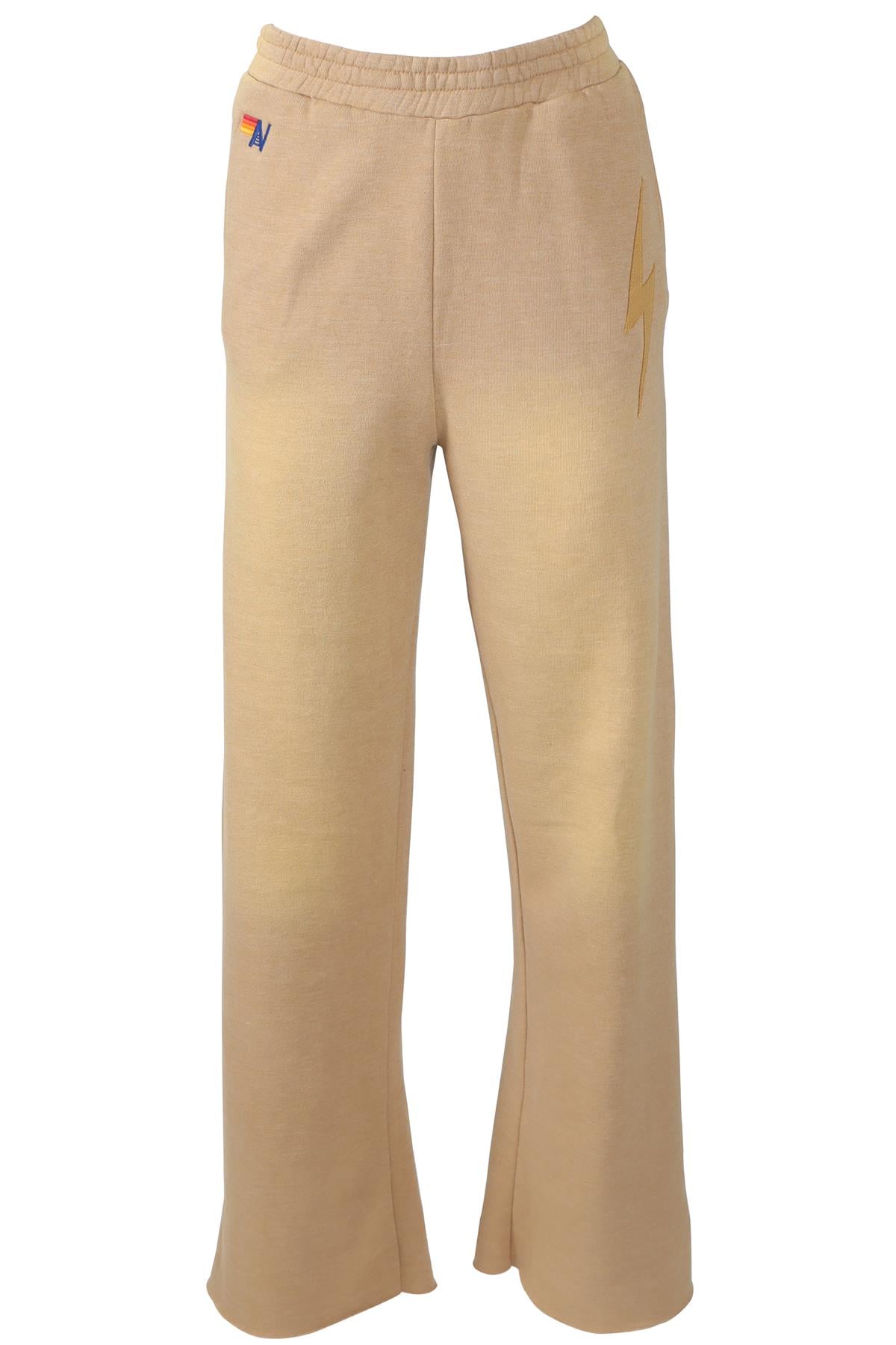 AVIATOR NATION TAN COTTON TRACK PANTS SMALL