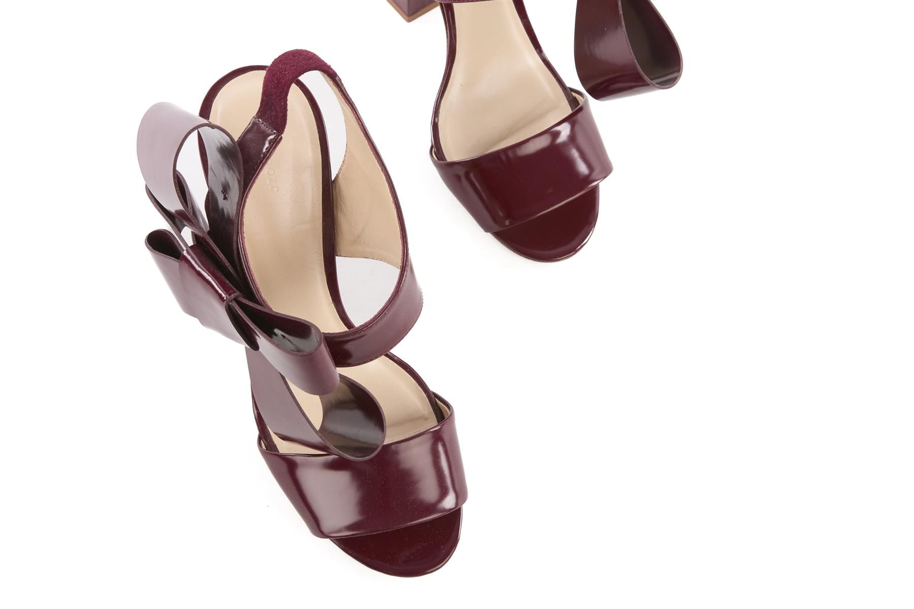 DELPOZO BURGUNDY LEATHER SANDALS EU 40 UK 7 US 10