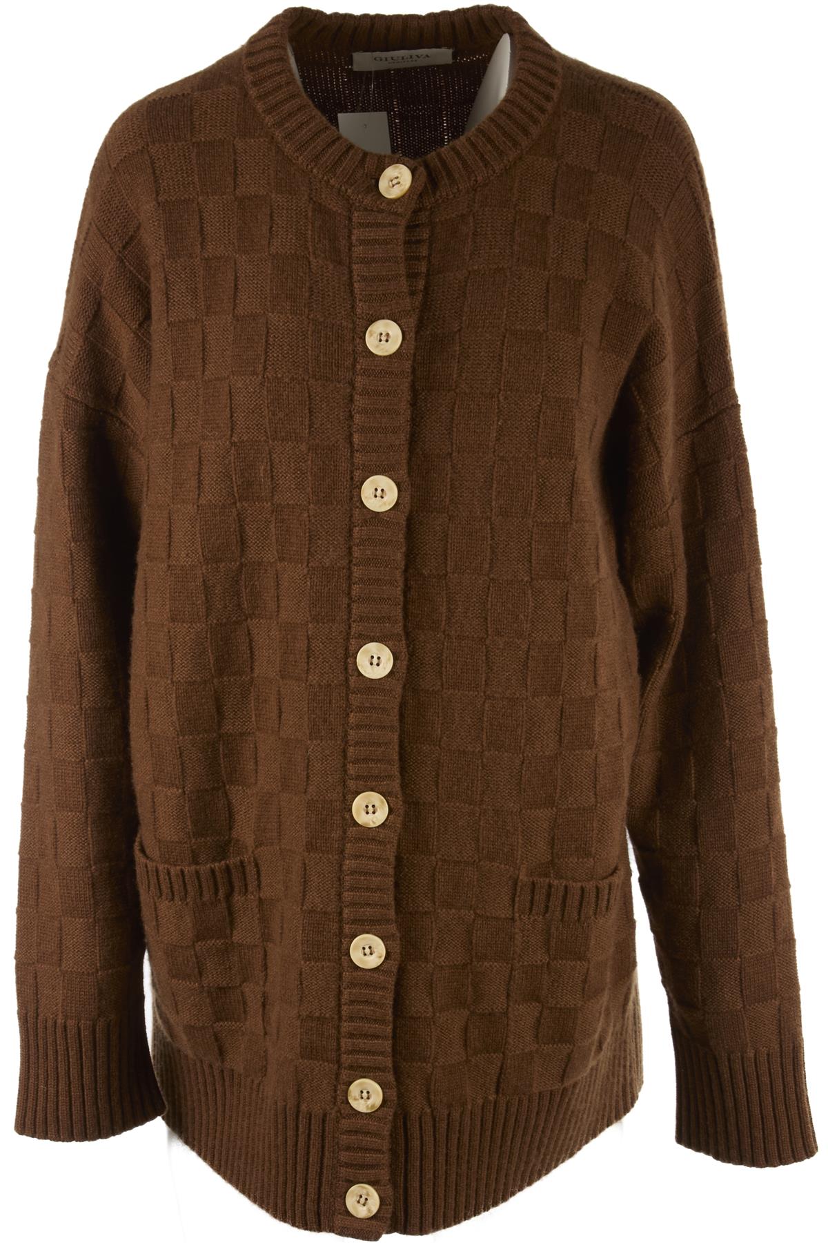 GIULIVA HERITAGE BROWN CASHMERE CARDIGAN SMALL