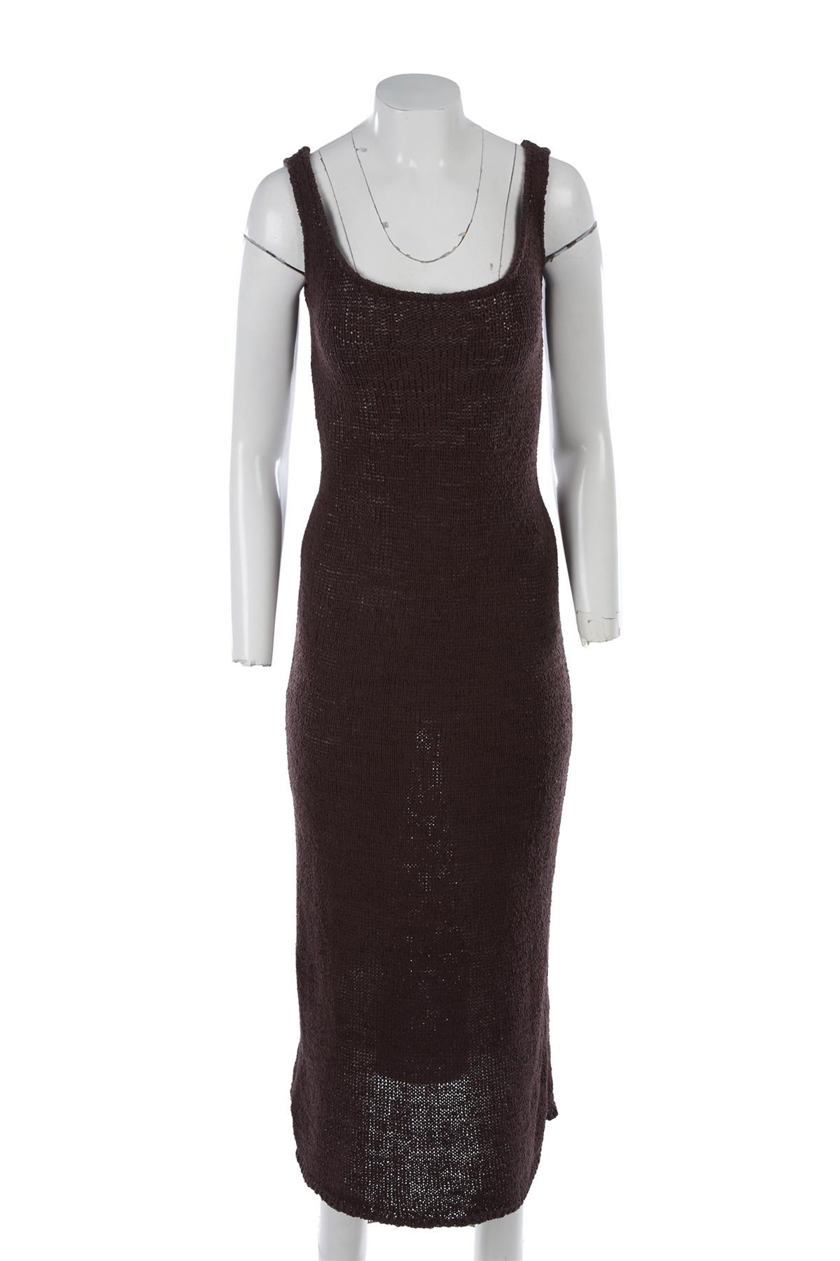 Brown Crochet Maxi Dress