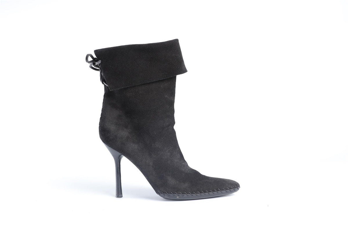 GUCCI BLACK VINTAGE SUEDE ANKLE BOOTS EU 38 UK 5 US 8