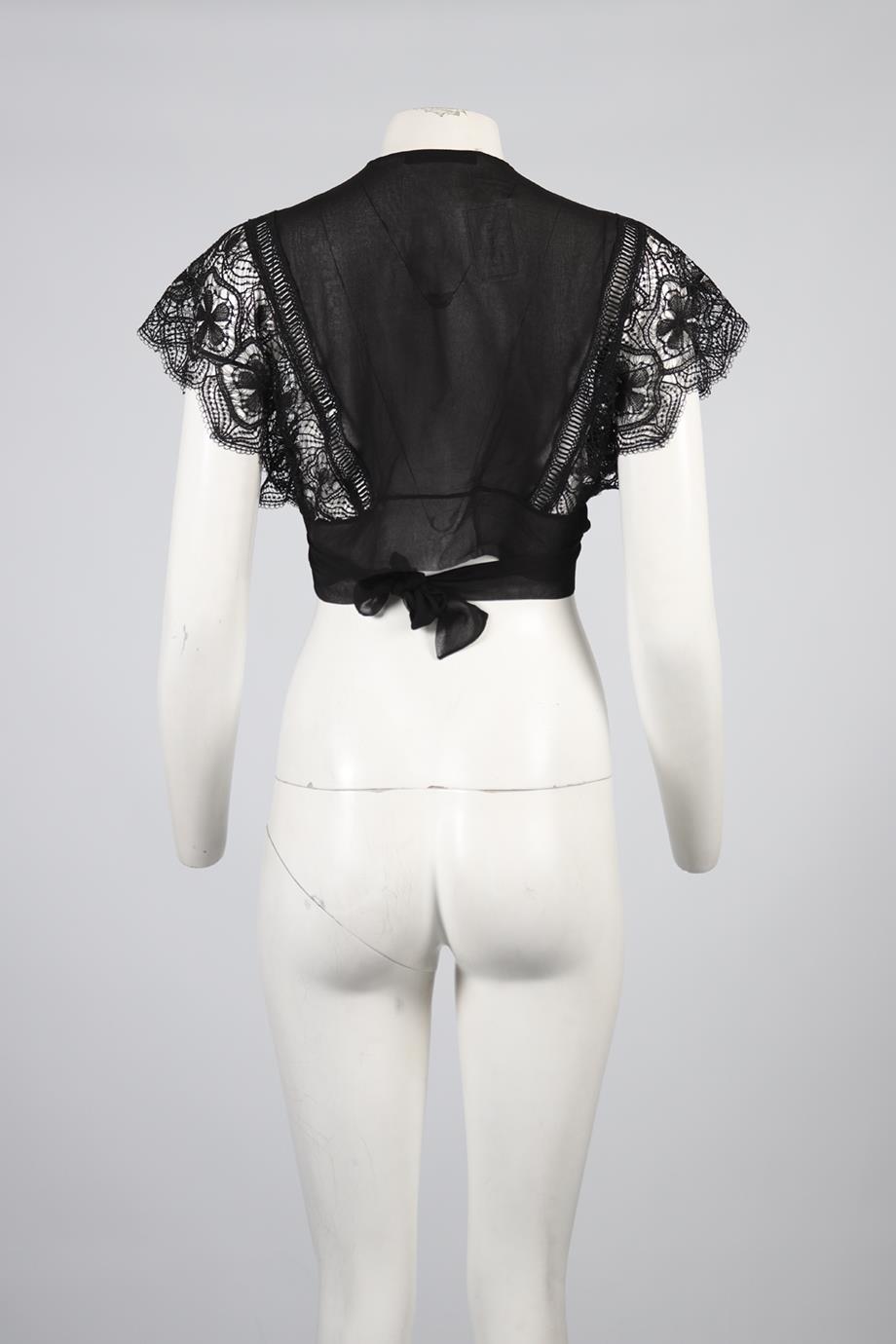ALBERTA FERRETTI CROPPED LACE AND SILK TOP MEDIUM