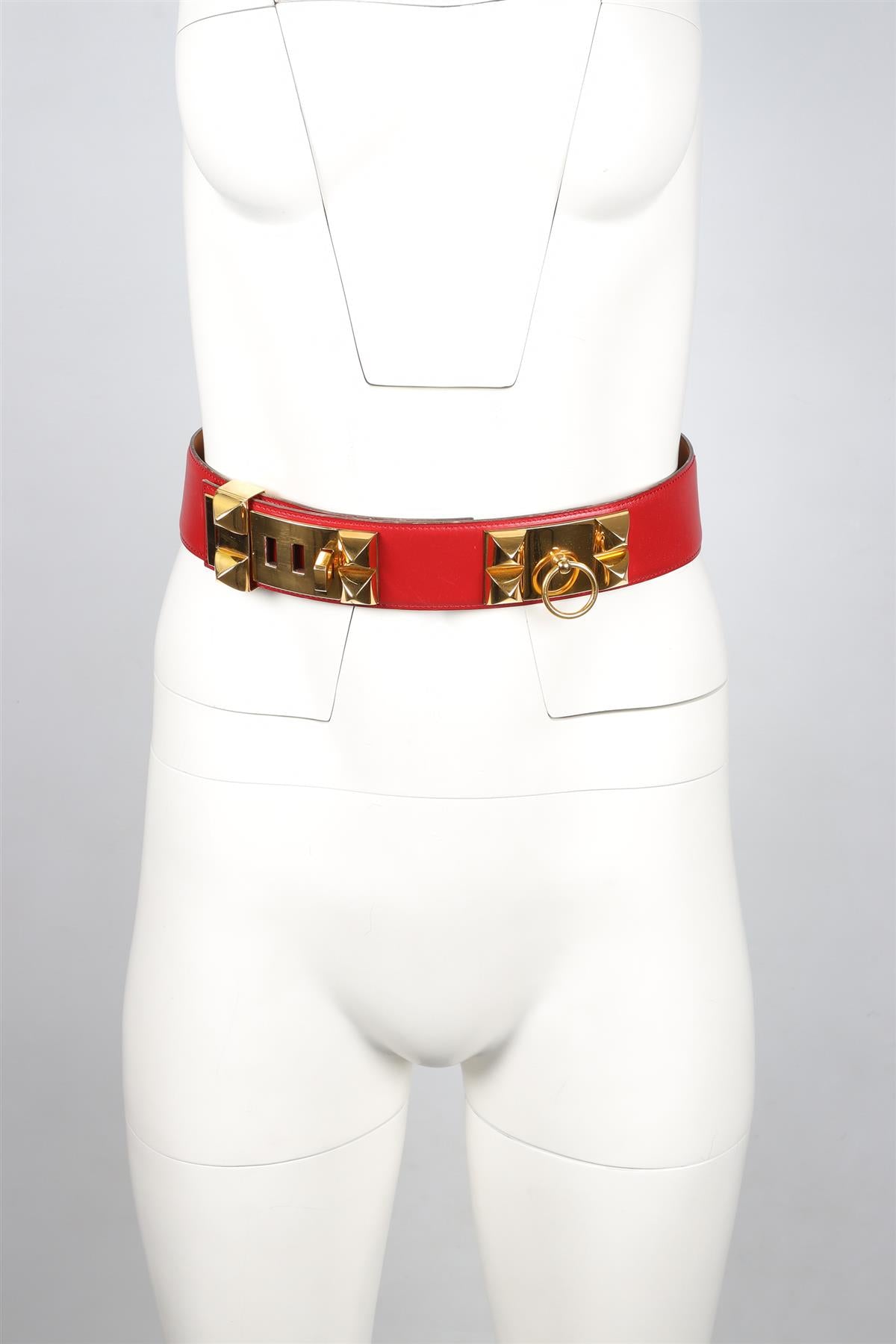 HERMÈS RED 1993 COLLIER DE CHIEN 47 MM LEATHER WAIST BELT