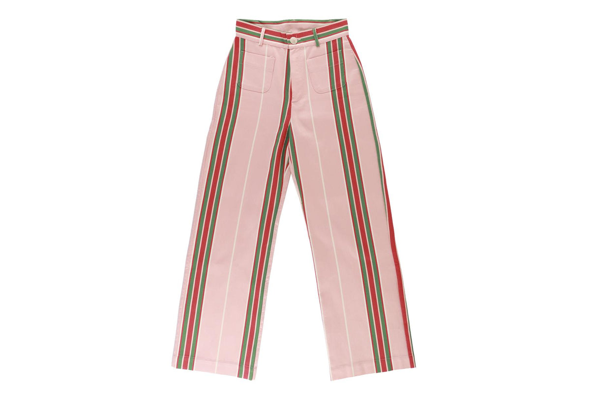 LA VESTE PINK COTTON STRAIGHT LEG PANTS SMALL