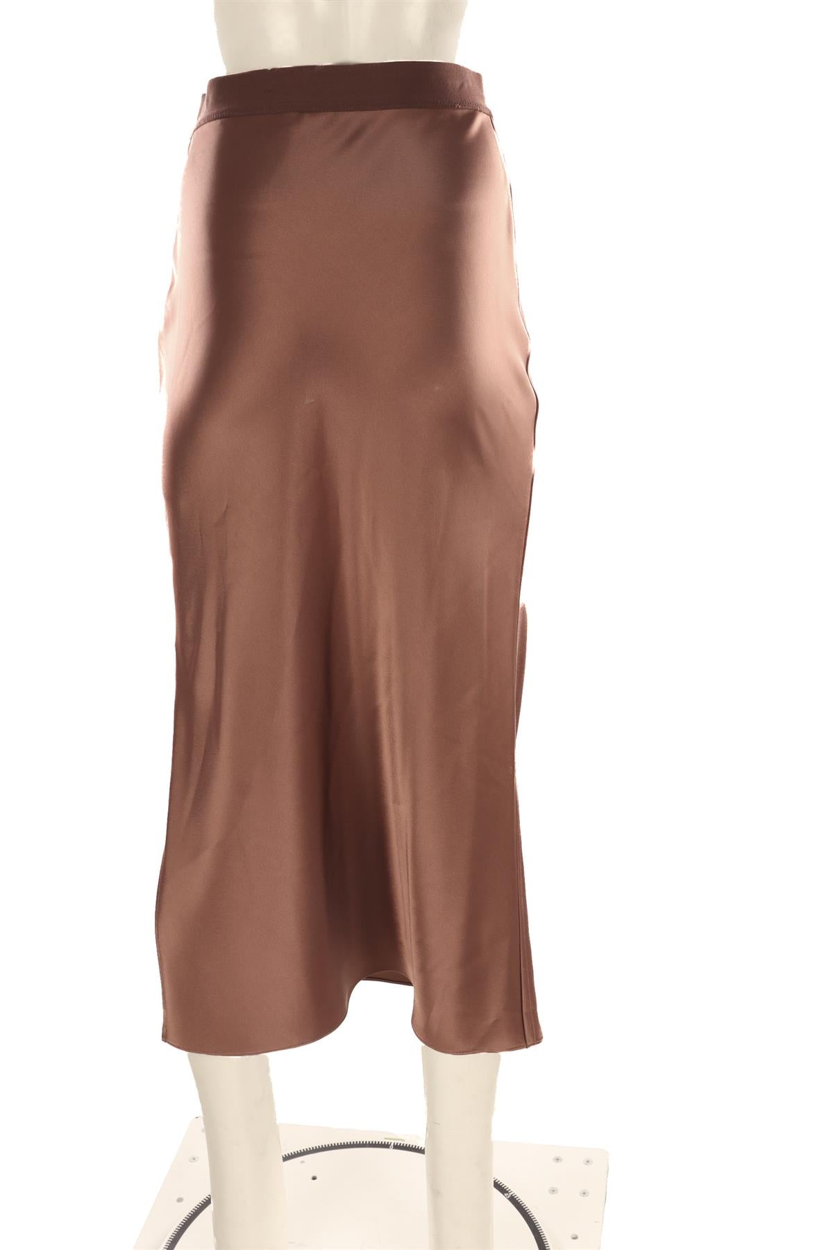 THEORY PINK SATIN MIDI SKIRT XSMALL