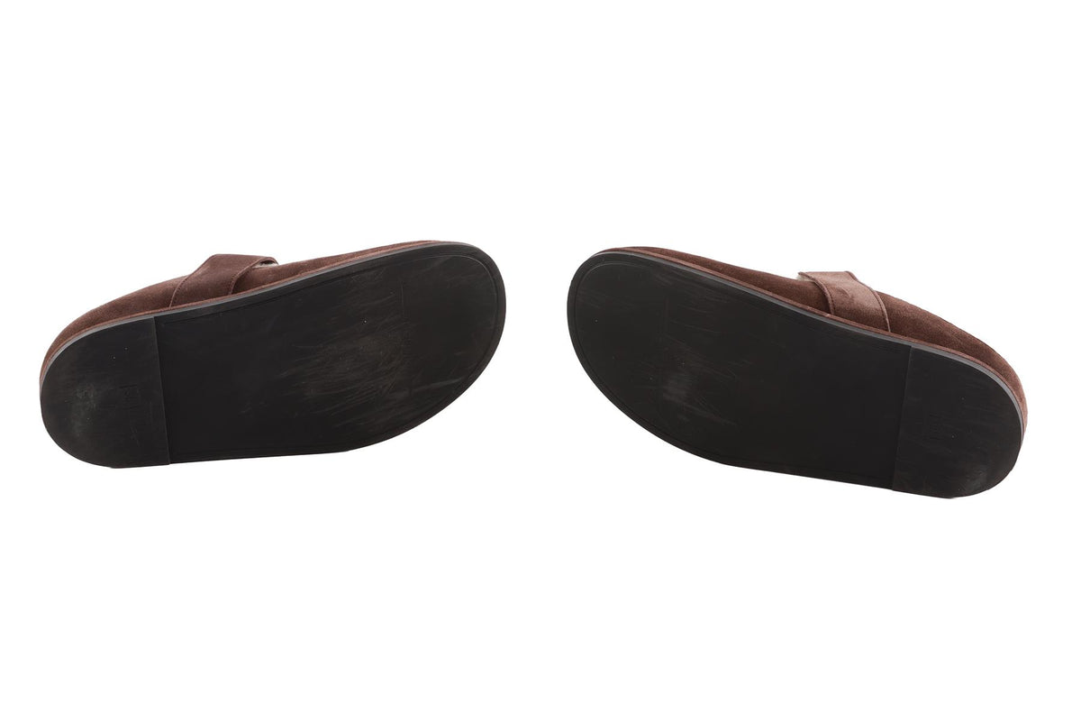FENDI BROWN FEEL SHEARLING AND SUEDE MULES EU 38 UK 5 US 8