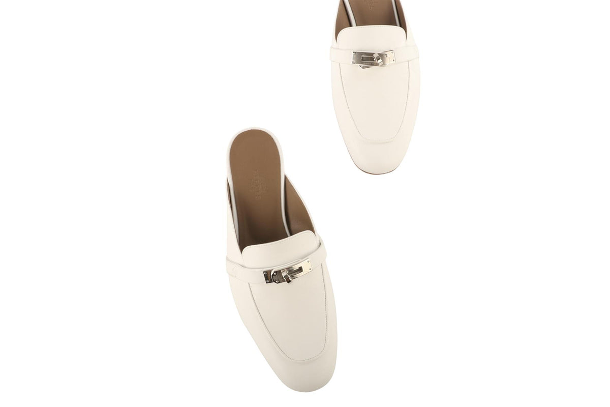 HERMÈS WHITE OZ LEATHER MULES EU 38 UK 5 US 8