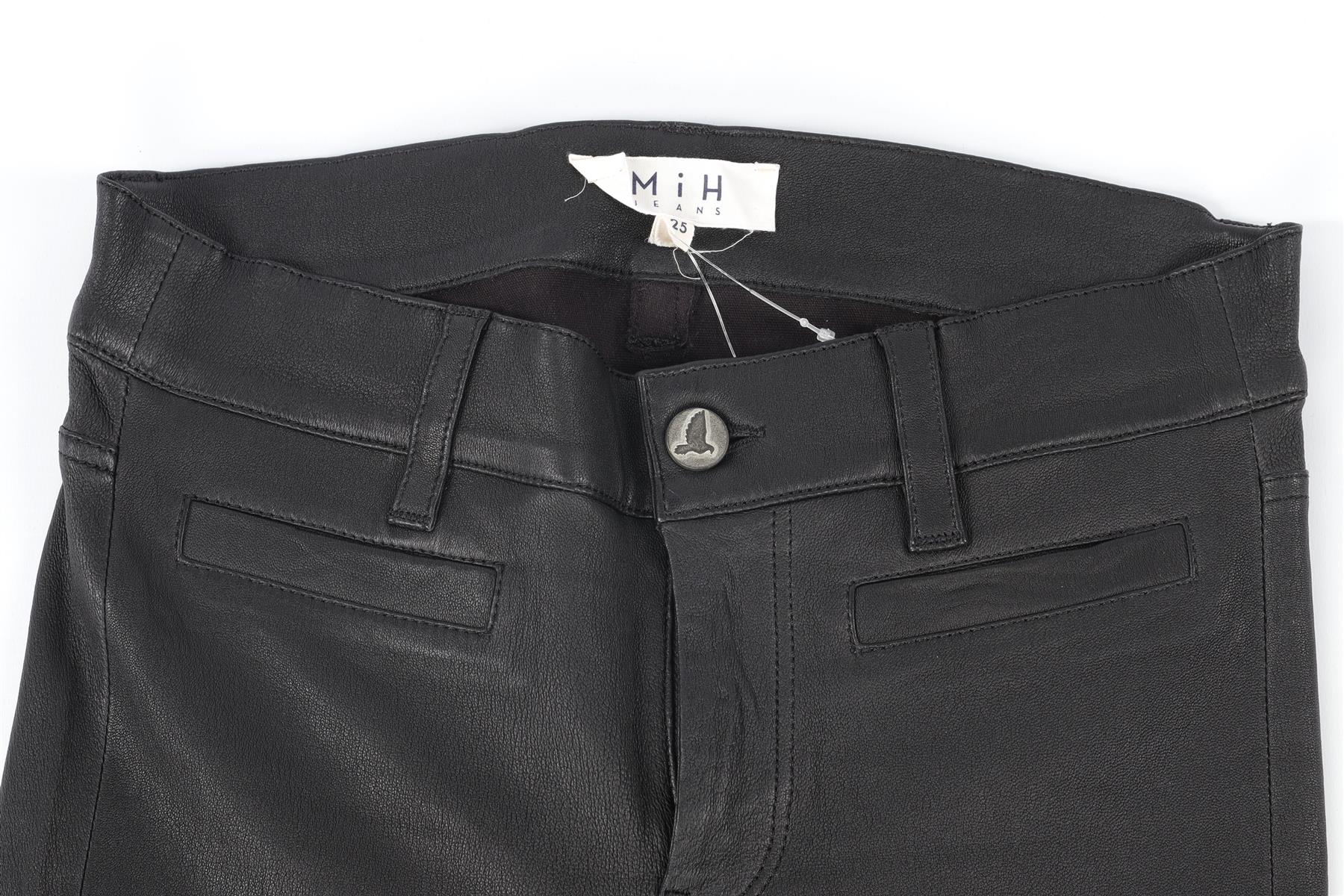 M.I.H BLACK LEATHER SKINNY PANTS W25 UK 6-8