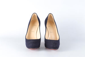 CHRISTIAN LOUBOUTIN NAVY FELT PUMPS EU 37.5 UK 4.5 US 7.5