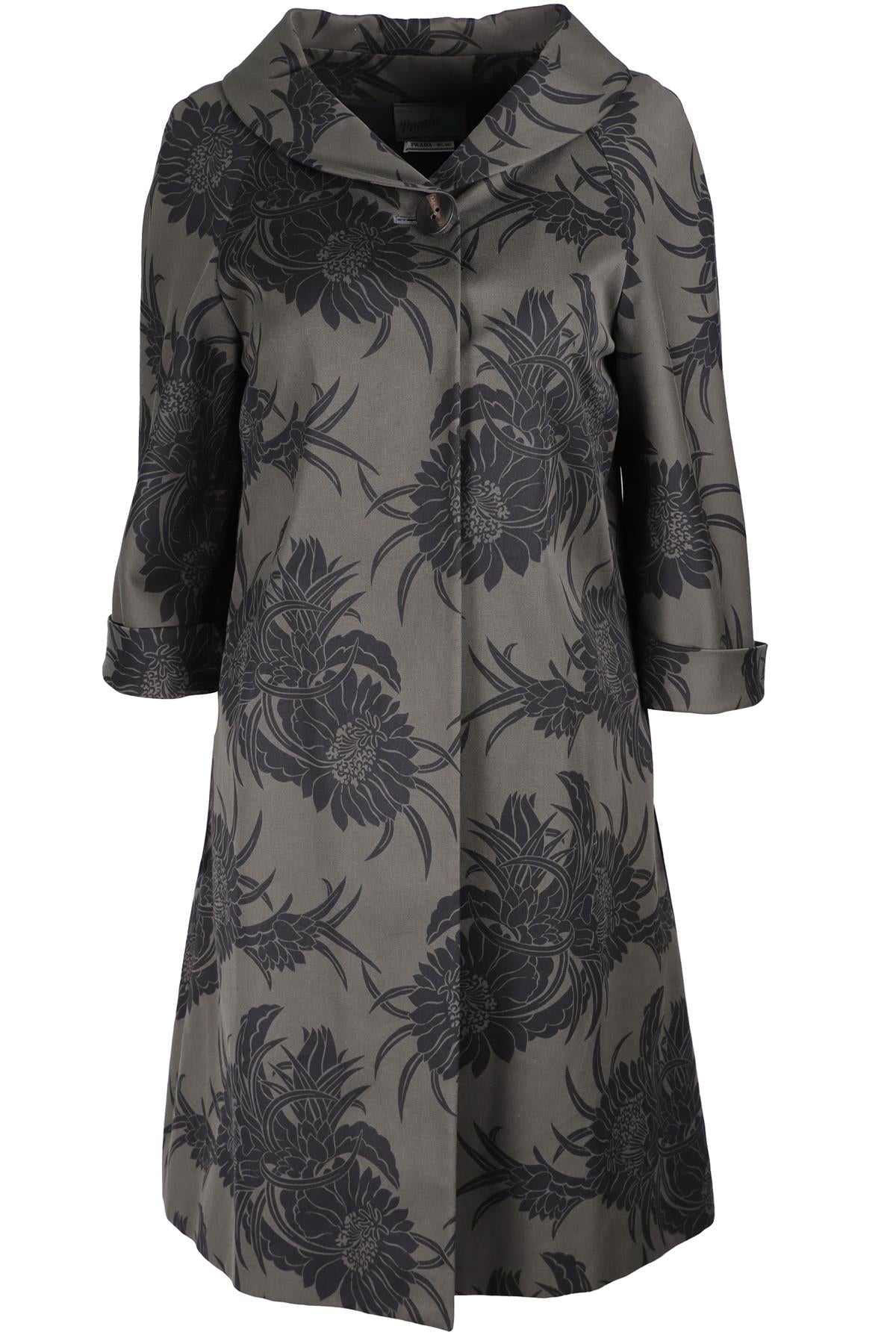 PRADA GREEN COTTON COAT IT 38 UK 6