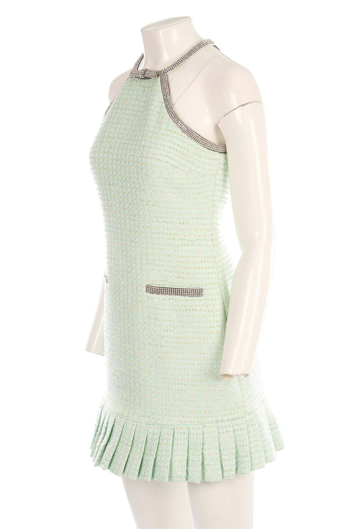 SELF-PORTRAIT BLUE WOOL MINI DRESS UK 8