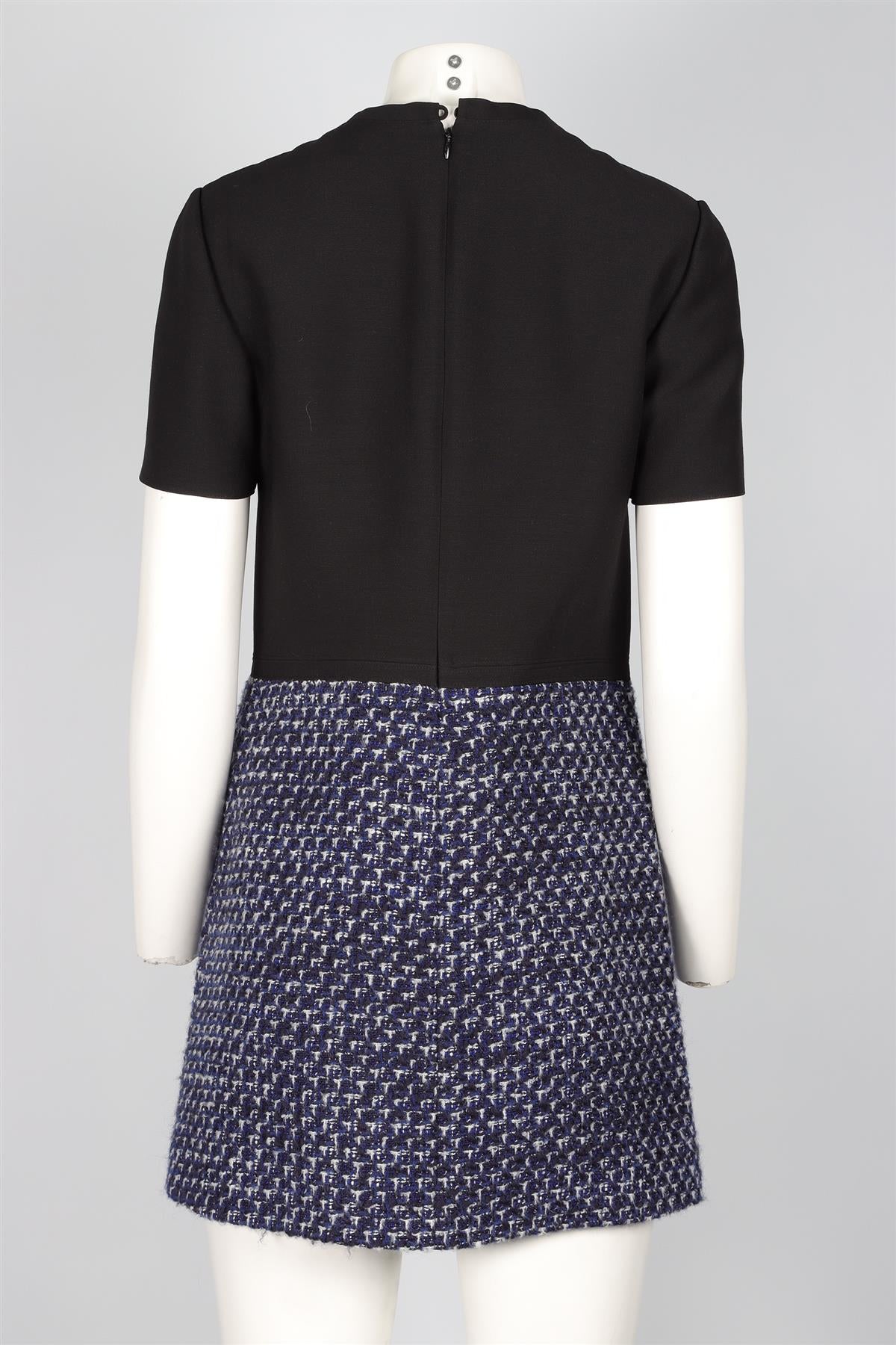 VALENTINO BLACK CREPE AND TWEED MINI DRESS IT 42 UK 10