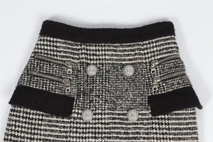 BALMAIN BLACK WOOL MINI SKIRT FR 34 UK 6