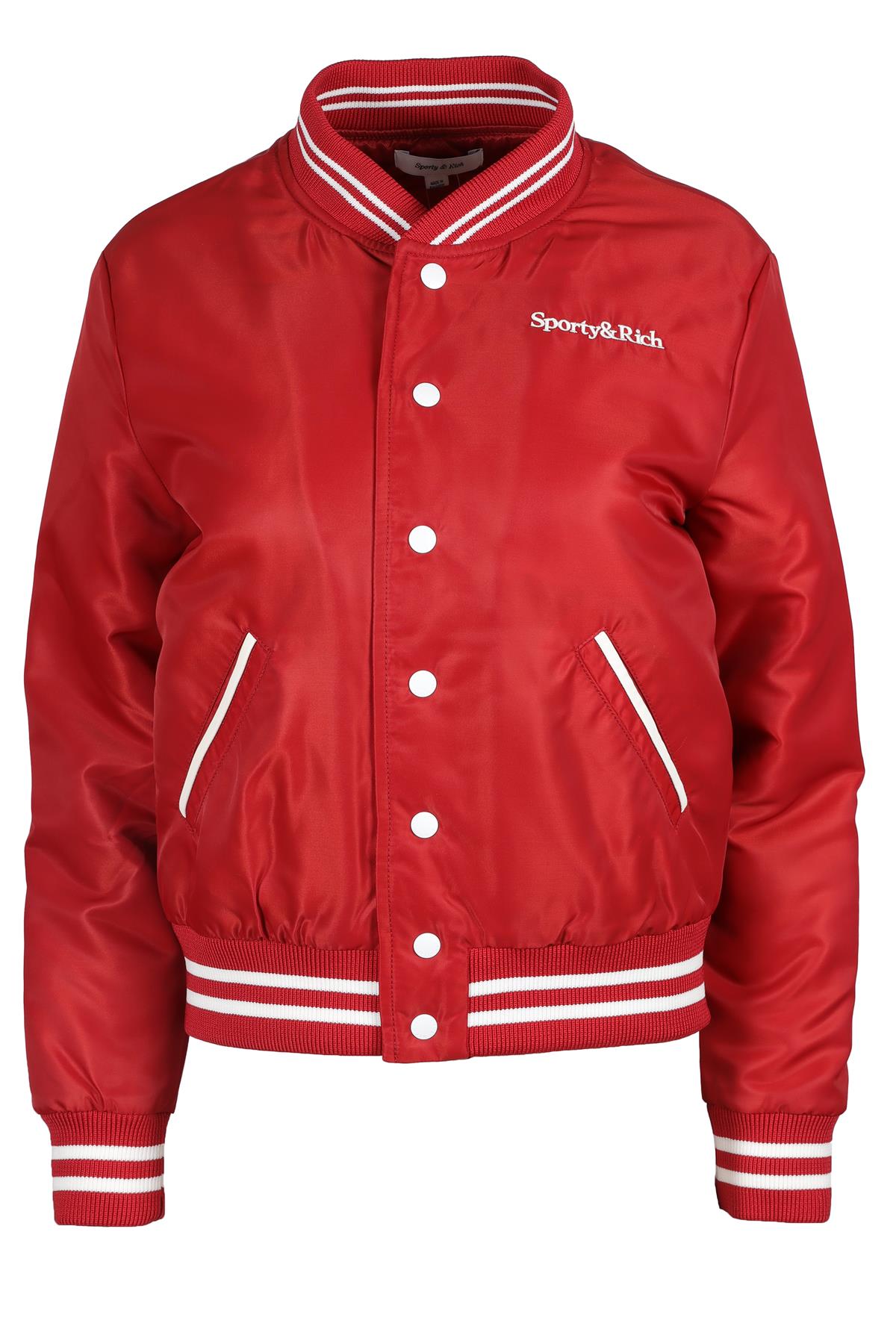 SPORTY & RICH RED SHELL BOMBER JACKET SMALL