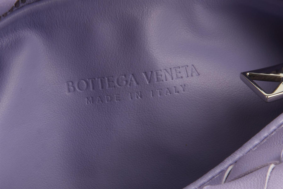 BOTTEGA VENETA PURPLE JODIE MINI INTRECCIATO LEATHER TOTE BAG