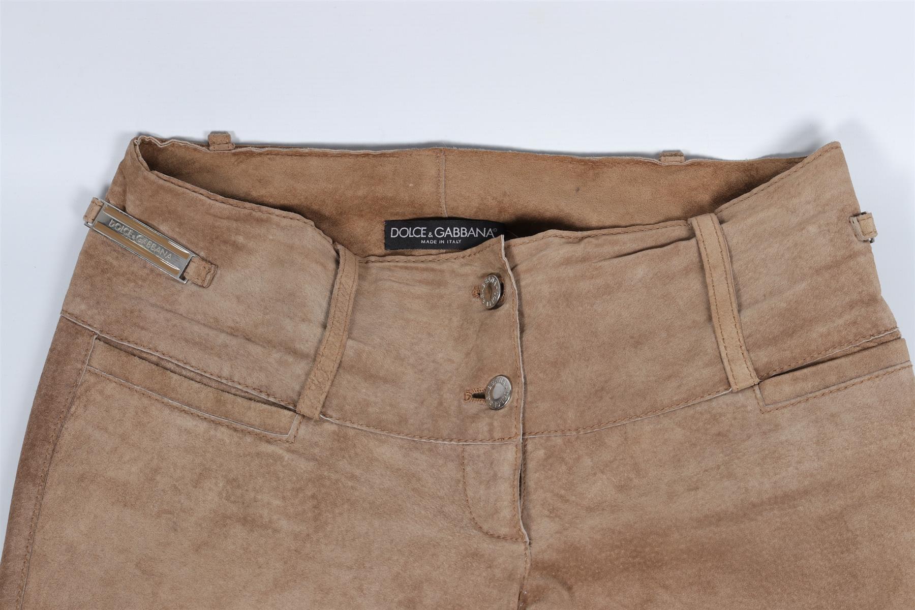 DOLCE & GABBANA BEIGE VINTAGE SUEDE FLARED PANTS IT 38 UK 6