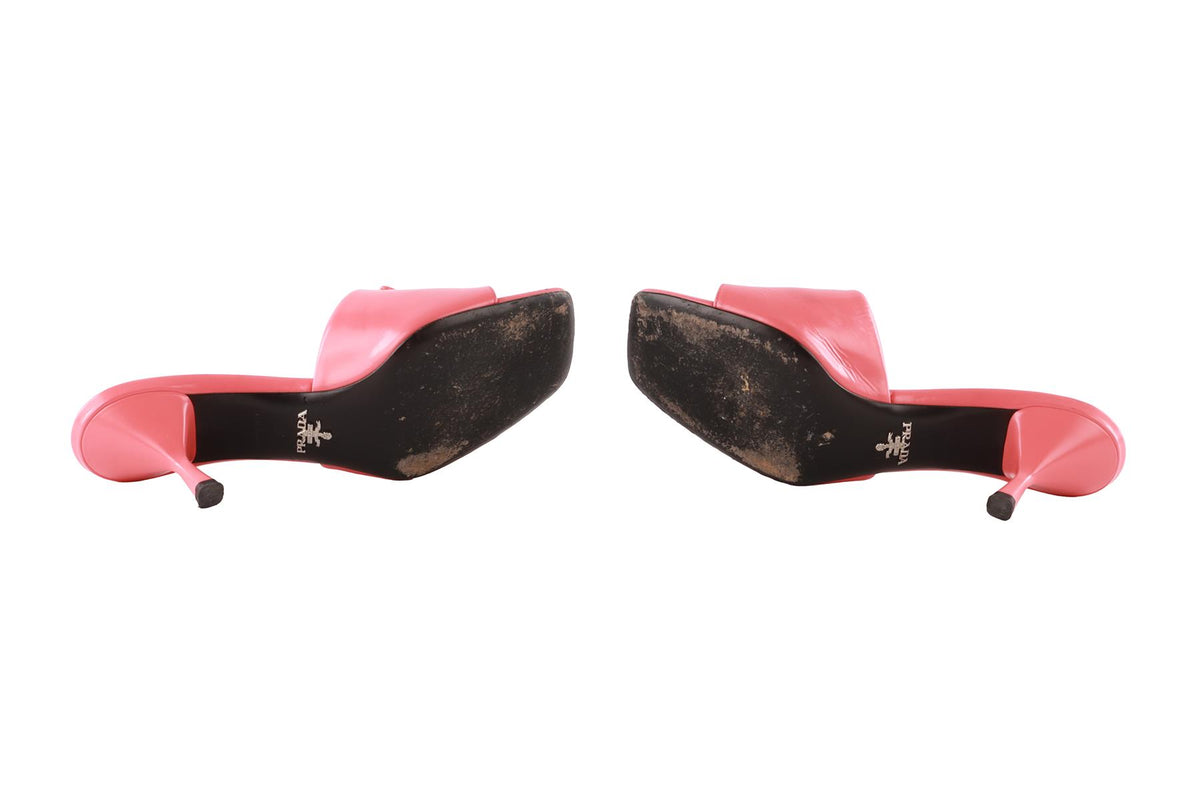 PRADA PINK LEATHER MULES EU 38 UK 5 US 8
