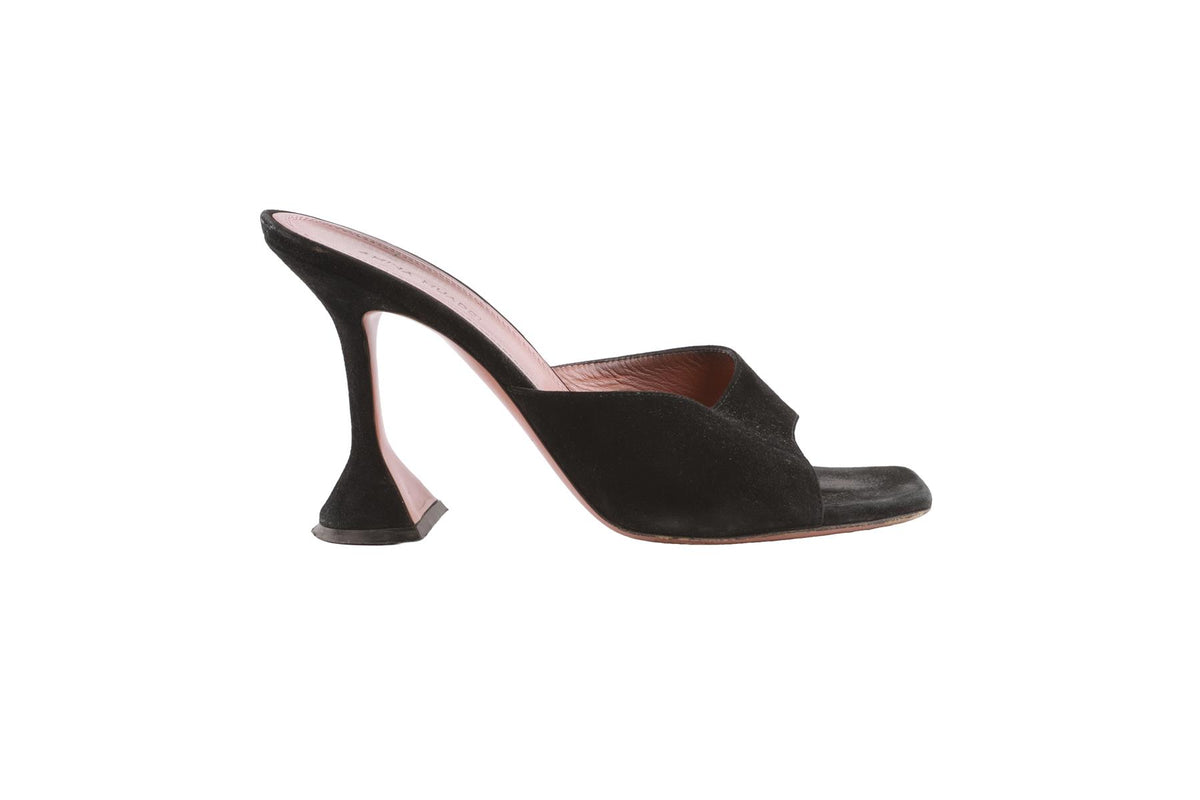AMINA MUADDI BLACK SUEDE MULES EU 39 UK 6 US 9