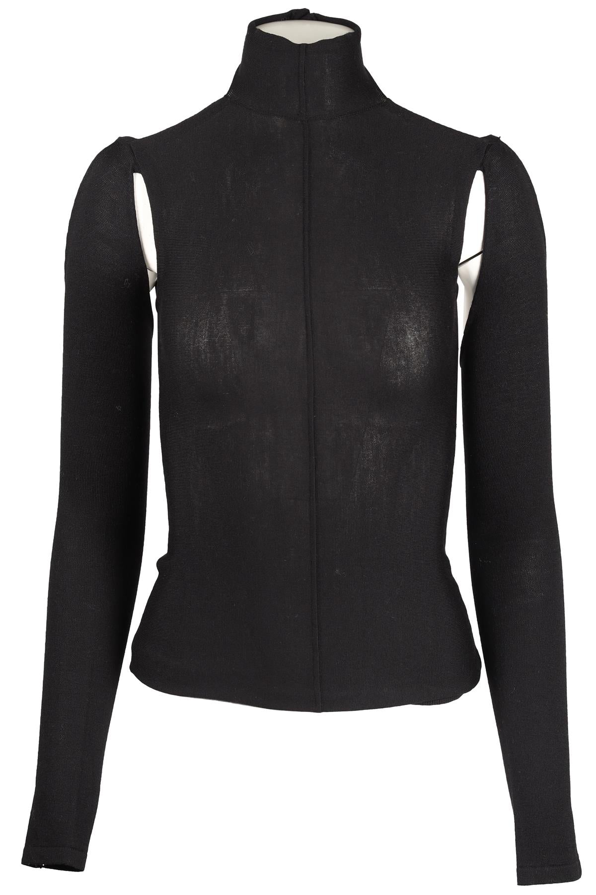 KHAITE BLACK CUTOUT WOOL TOP XSMALL