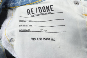 RE/DONE BLUE HIGH RISE WIDE LEG JEANS W25 UK 6-8