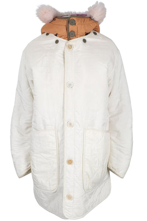 MARFA STANCE WHITE SHEARLING AND SHELL COAT SMALL