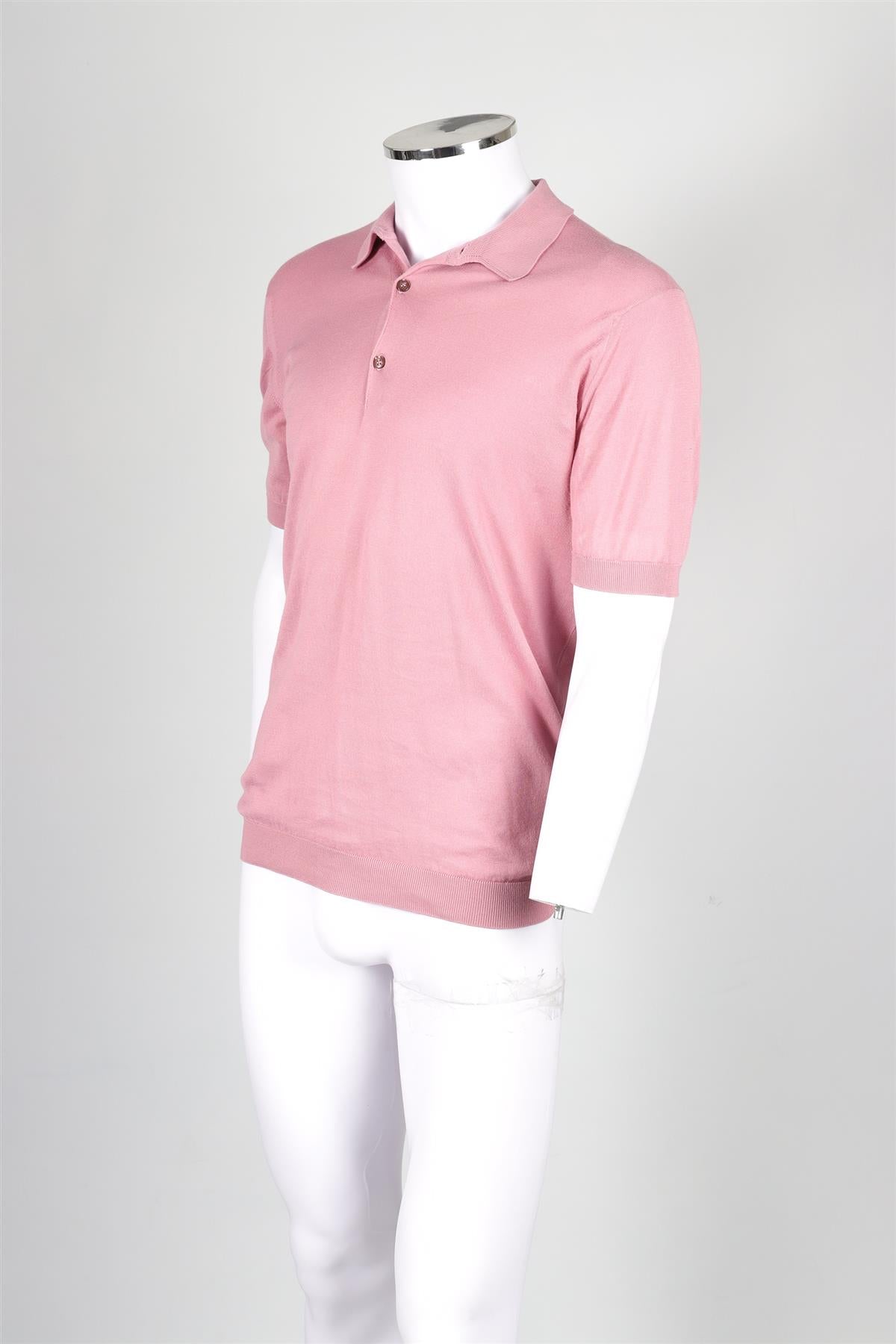 JOHN SMEDLEY PINK MEN'S COTTON POLO SHIRT MEDIUM