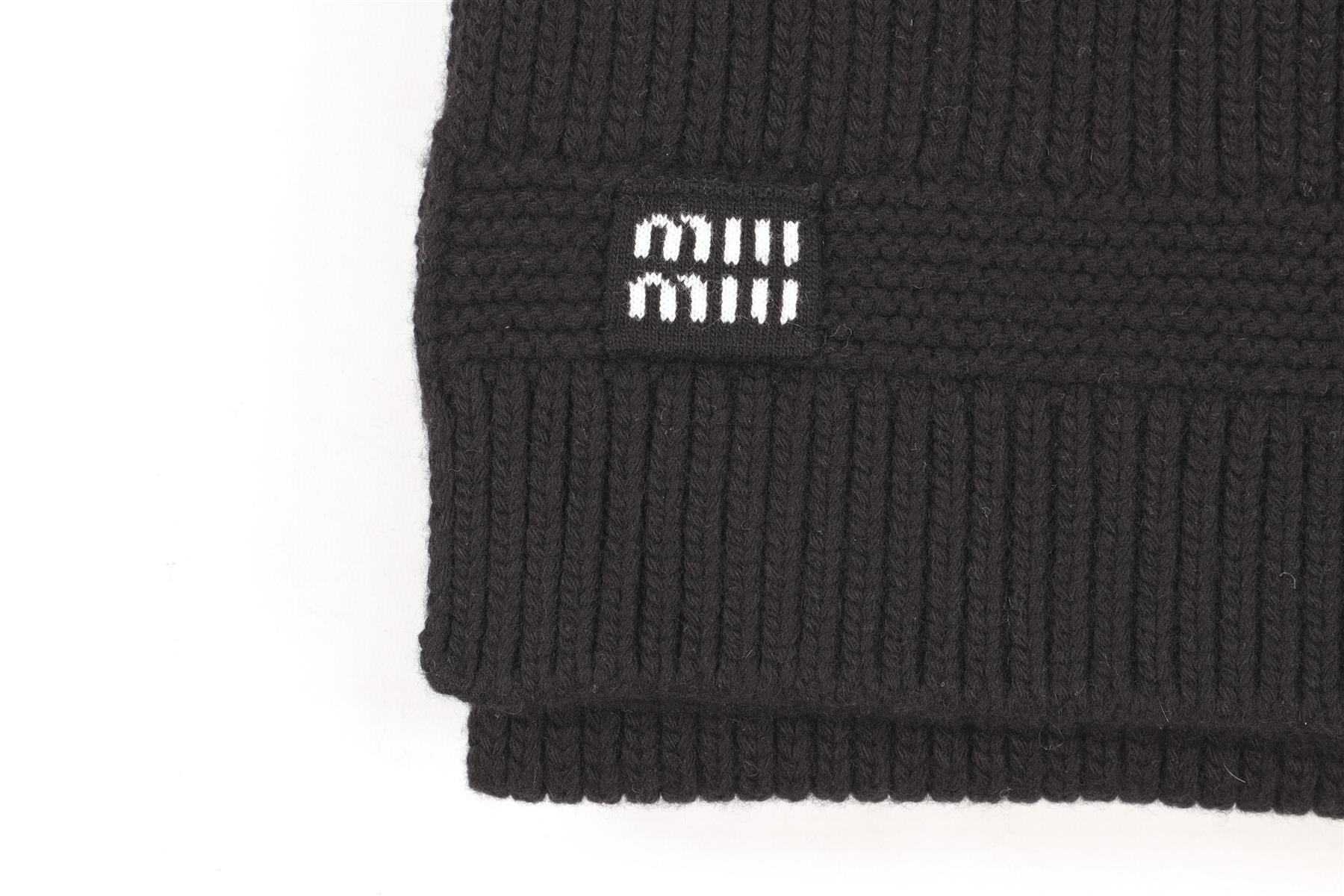 MIU MIU BLACK WOOL SCARF