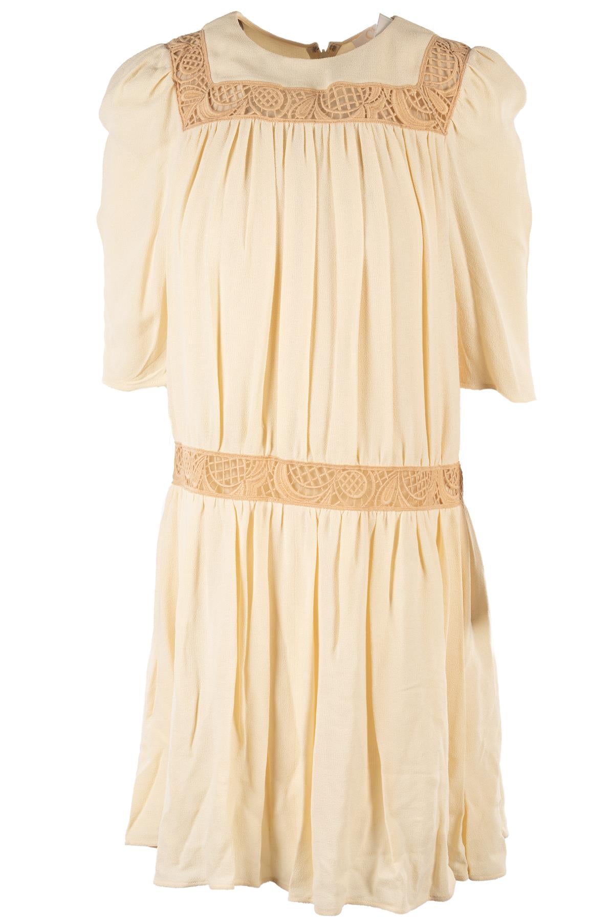 CHLOÉ CREAM CREPE MINI DRESS FR 36 UK 8