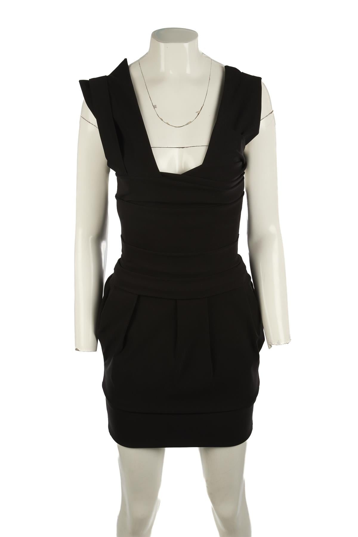 PREEN BY THORNTON BREGAZZI BLACK CREPE MINI DRESS MEDIUM