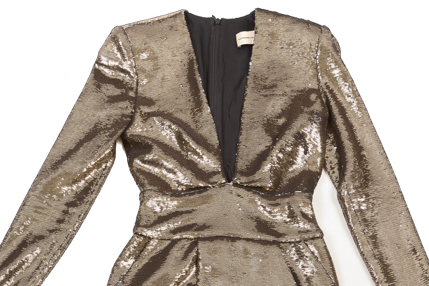 ALEXANDRE VAUTHIER GOLD SEQUIN MINI DRESS FR 36 UK 8