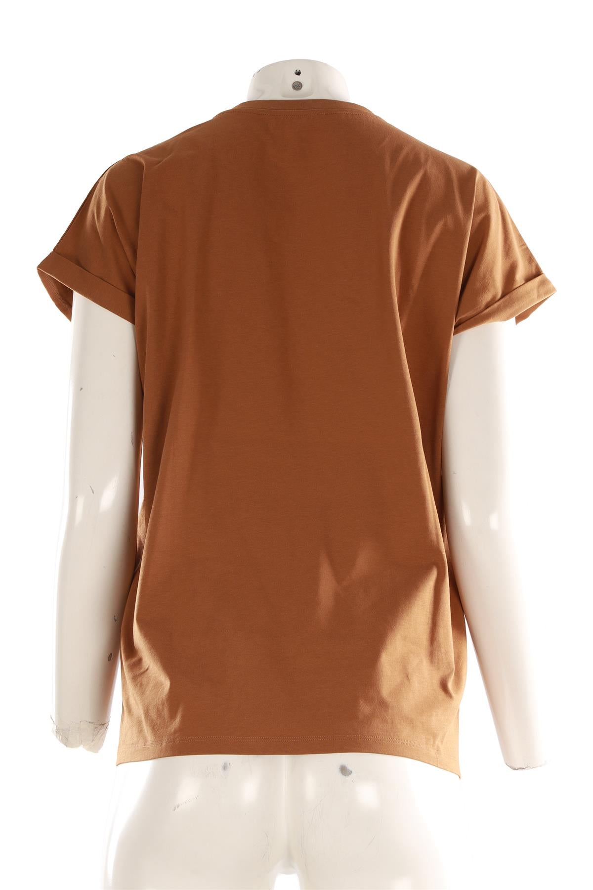 BALMAIN BROWN COTTON T-SHIRT SMALL