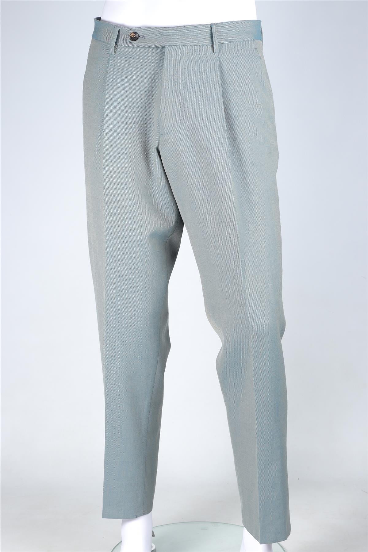 ETRO GREEN MEN'S WOOL STRAIGHT LEG PANTS IT 48 UK/US W32
