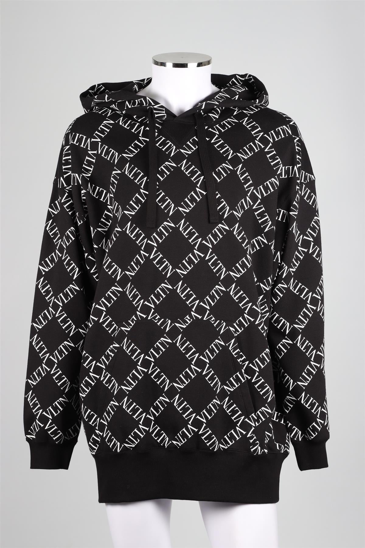 VALENTINO BLACK MEN'S COTTON BLEND HOODIE MEDIUM