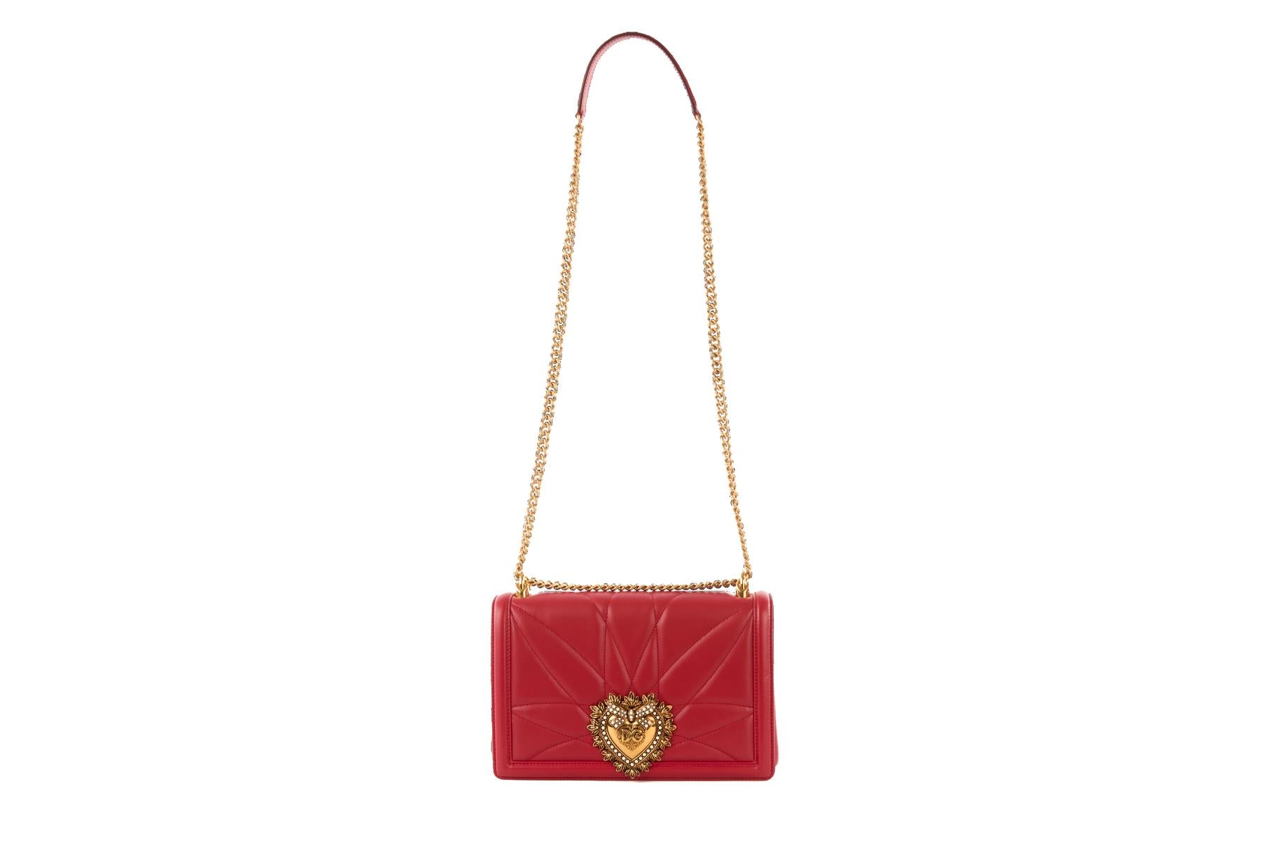 DOLCE & GABBANA RED DEVOTION LARGE LEATHER SHOULDER BAG