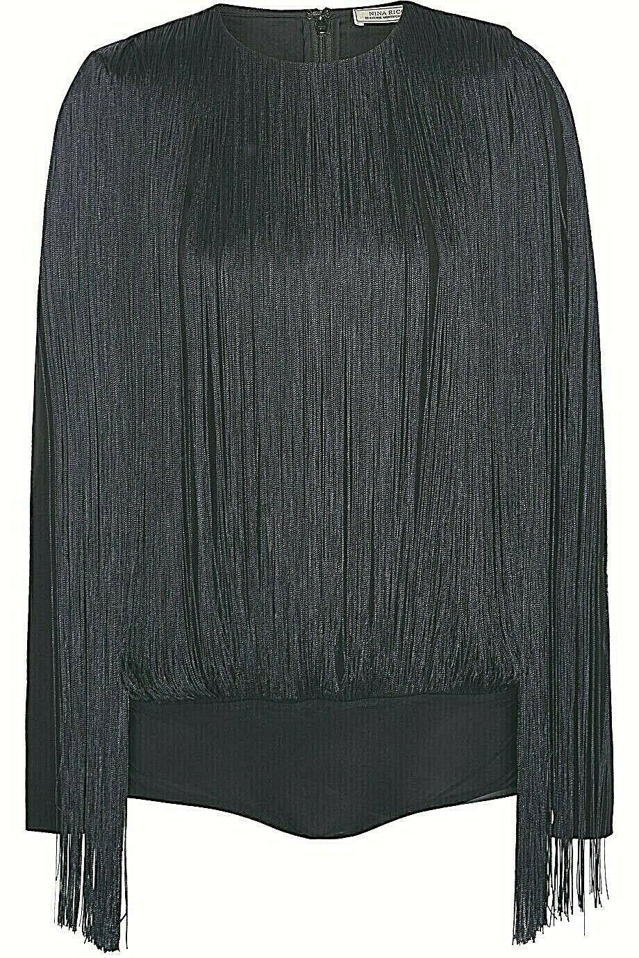 NINA RICCI FRINGE STRETCH JERSEY BODYSUIT FR 38 UK 10