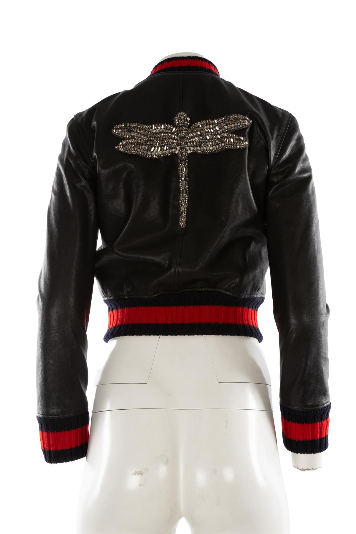 GUCCI BLACK LEATHER JACKET IT 36 UK 4