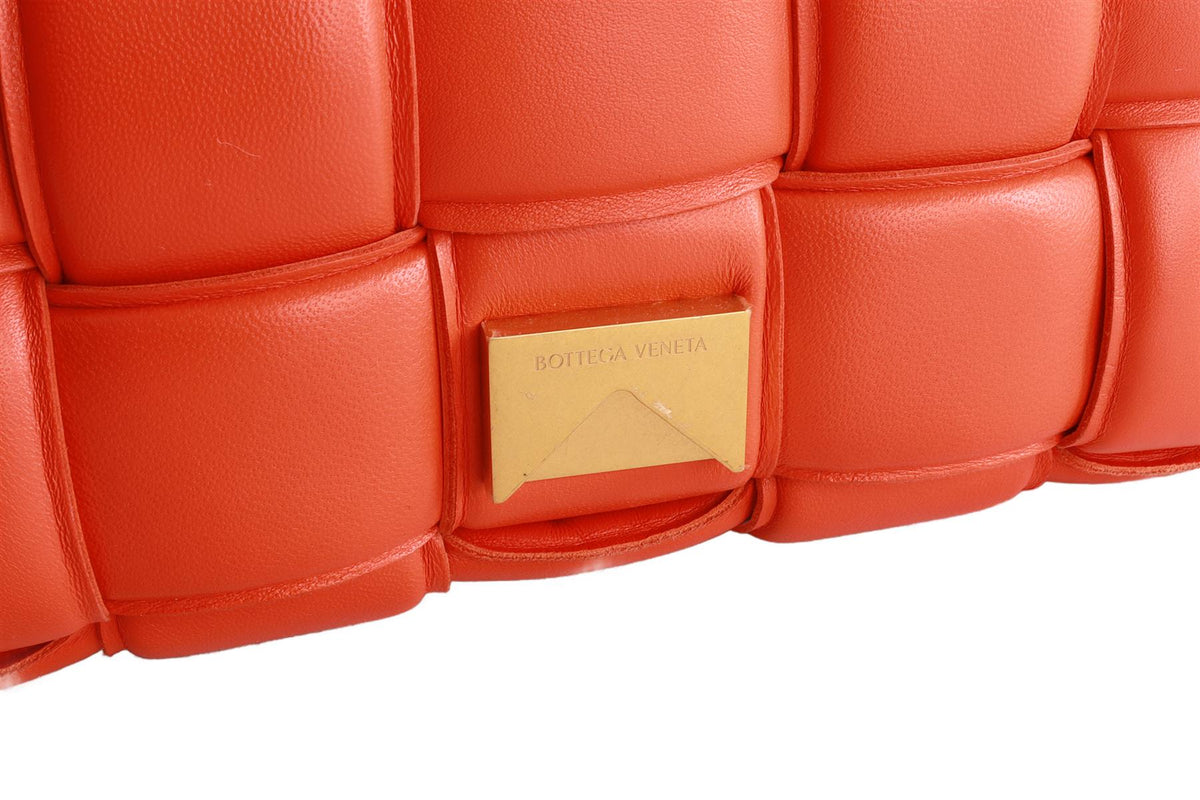 ORANGE CASSETTE INTRECCIATO LEATHER SHOULDER BAG