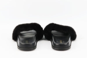 VALENTINO GARAVANI ROCKSTUD MINK FUR SLIDES EU 38.5 UK 5.5 US 8.5