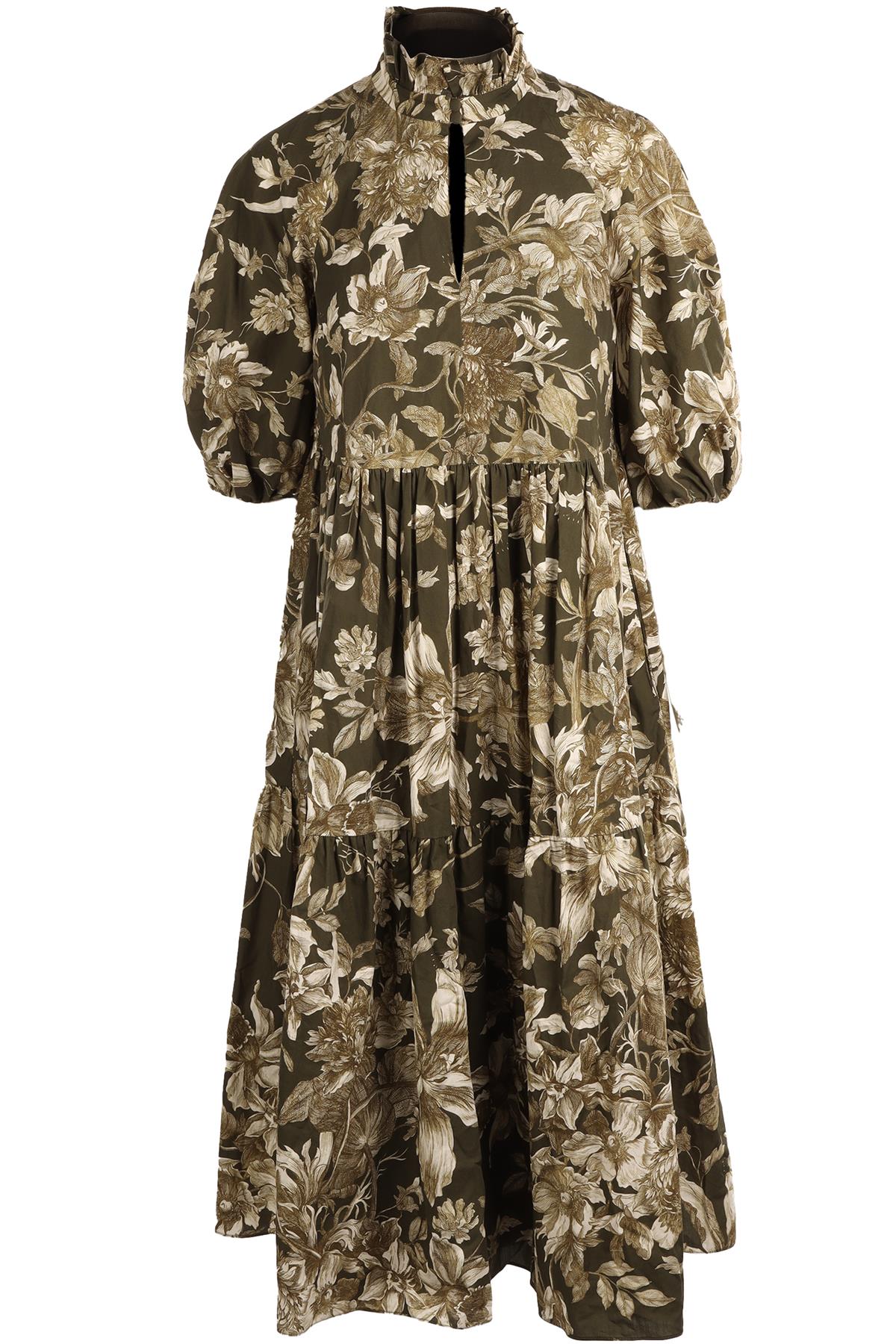 ERDEM GREEN COTTON MAXI DRESS UK 10