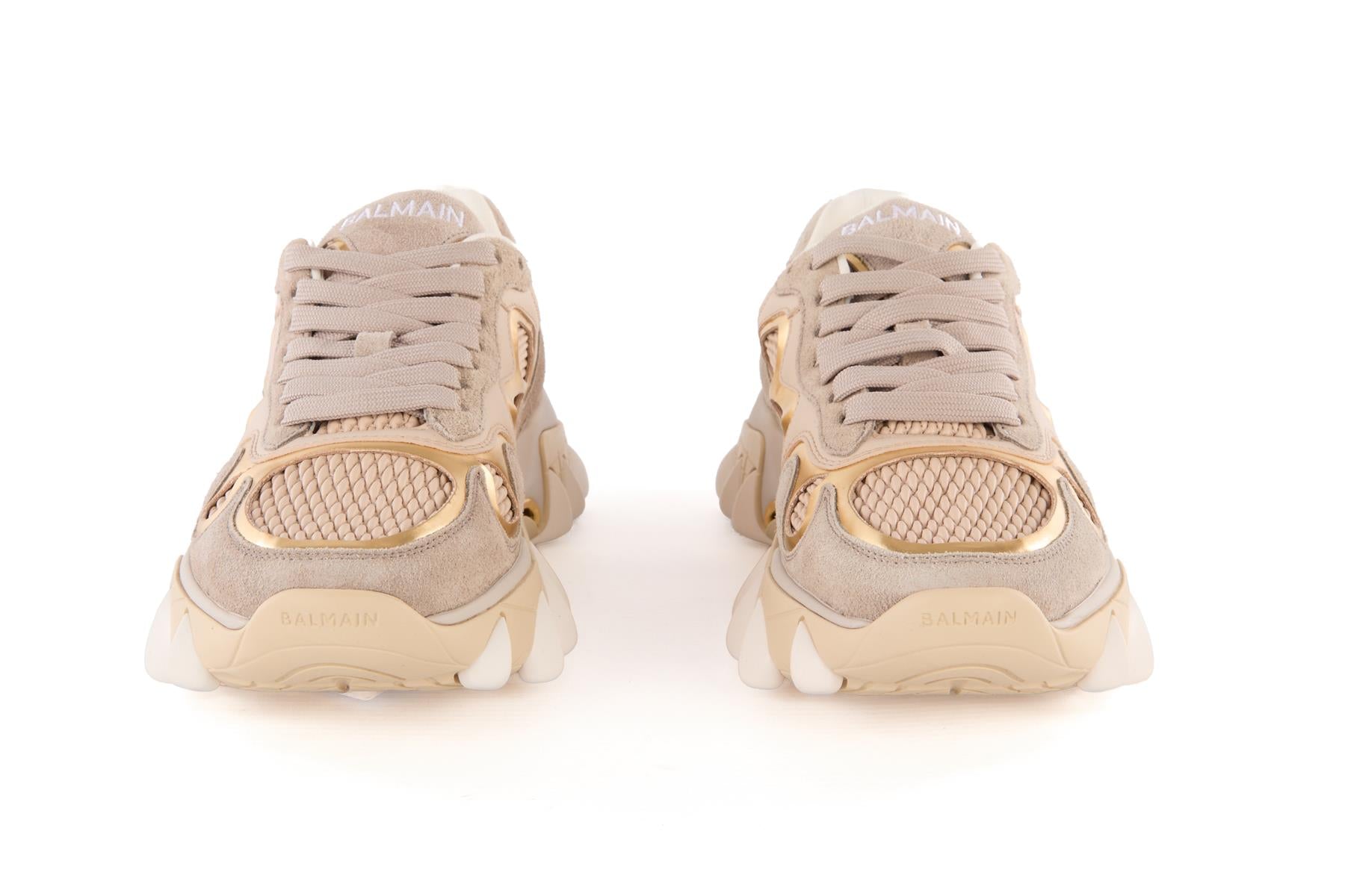 BALMAIN GREY B-EAST SUEDE SNEAKERS EU 38 UK 5 US 8